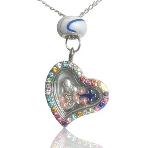 DAD DAUGHTER boutique heart charm locket pendant necklace + FREE CHARM EXTRAS